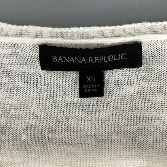 Banana Republic White Linen Blend V-Neck Sweater Size XS - Picture 3 of 6